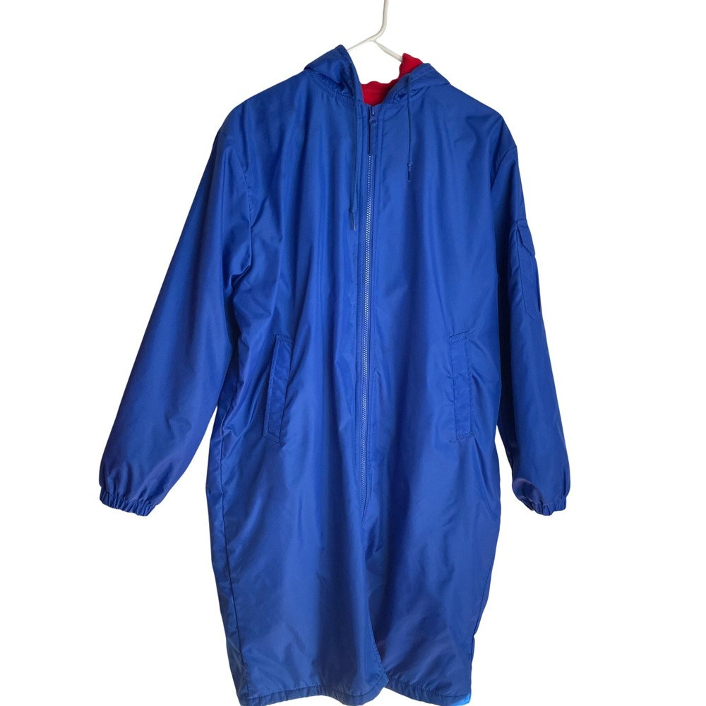 Adoretex Adult Athletic Swim‎ Parka Size XS Blue Fleece Lined Hooded Deck Coat